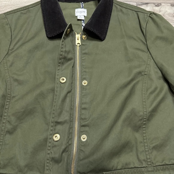 J. Crew Orchid Utility Barn Coat Collared Button Down Olive Green Jacket Size S - Picture 5 of 6